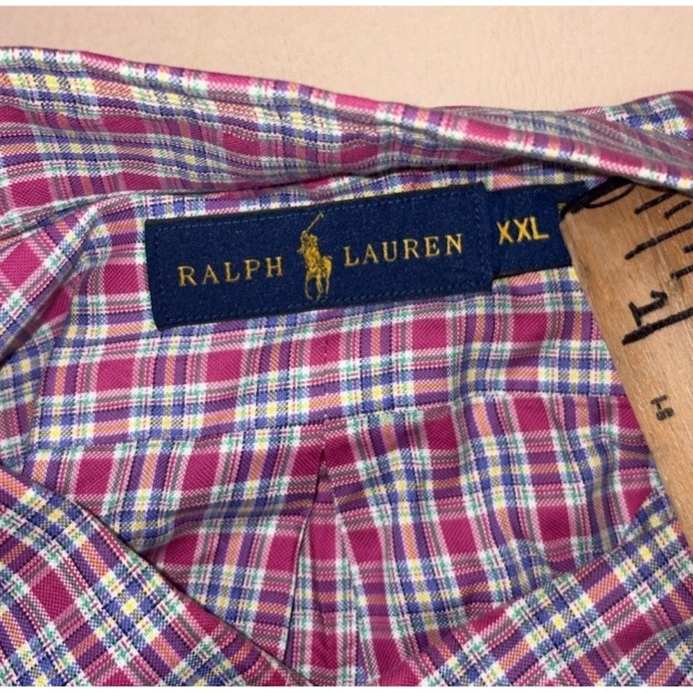 Polo Ralph Lauren Button Down Mens XXL 2XL Pink Plaid Long Sleeve